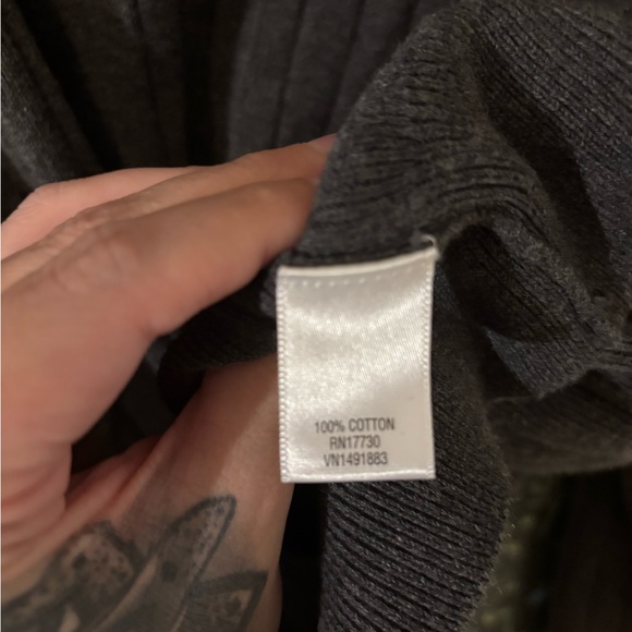 Merona: Gray Quarter Zip Mock Neck ribbed sweater 100% cotton - Picture 2 of 3